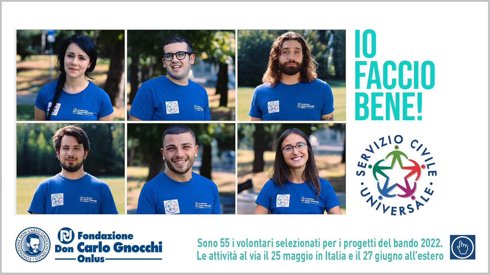 Sono 55 i volontari selezionati per i progetti del bando 2022